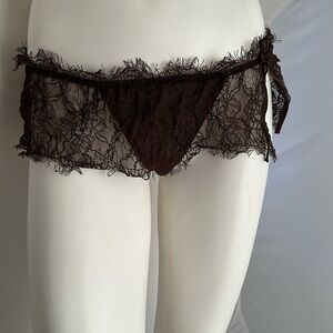 Victoria’s Secret brown lace skirted thong panty L